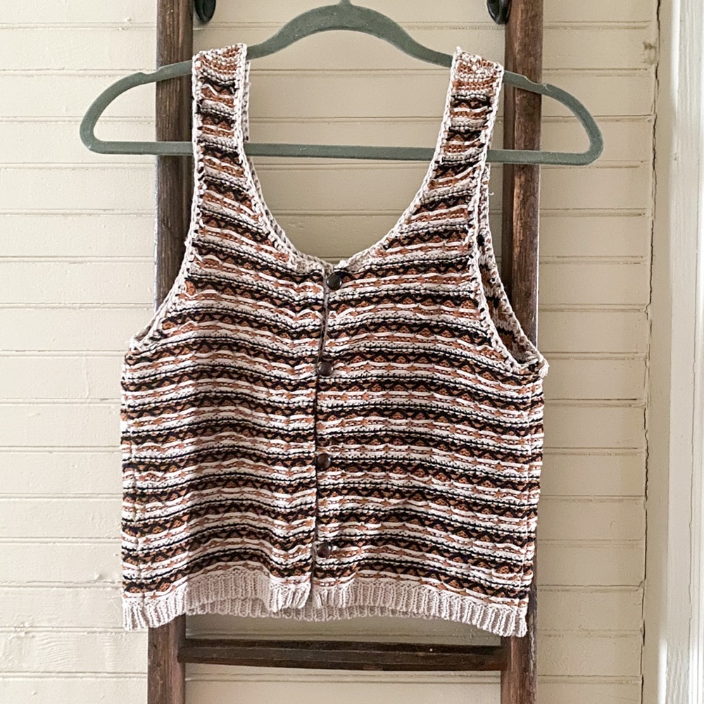 LOU & GREY Crocheted Sweater Tank Top XS